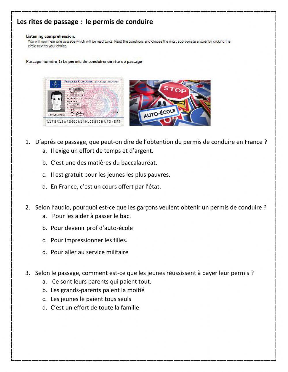 Les rites de passages - le permis de conduire