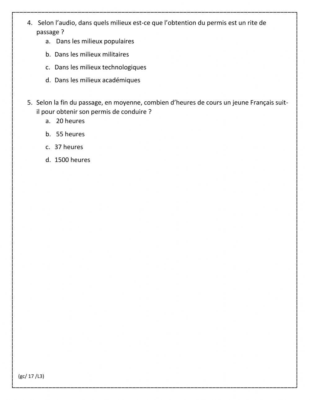 Les rites de passages - le permis de conduire