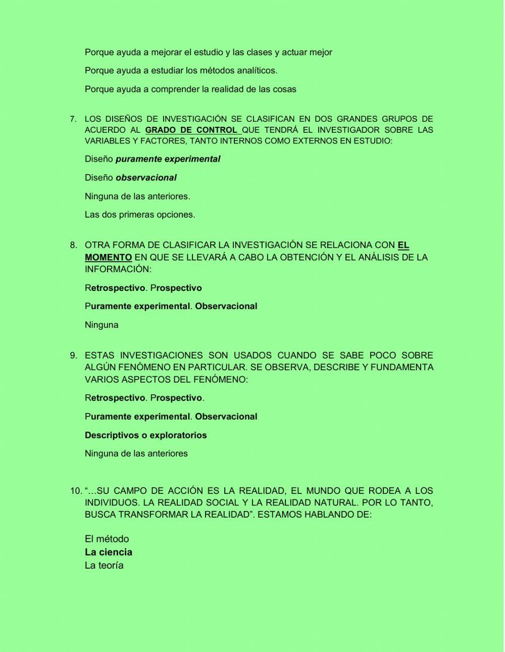 Cuestionario tipos de investigación
