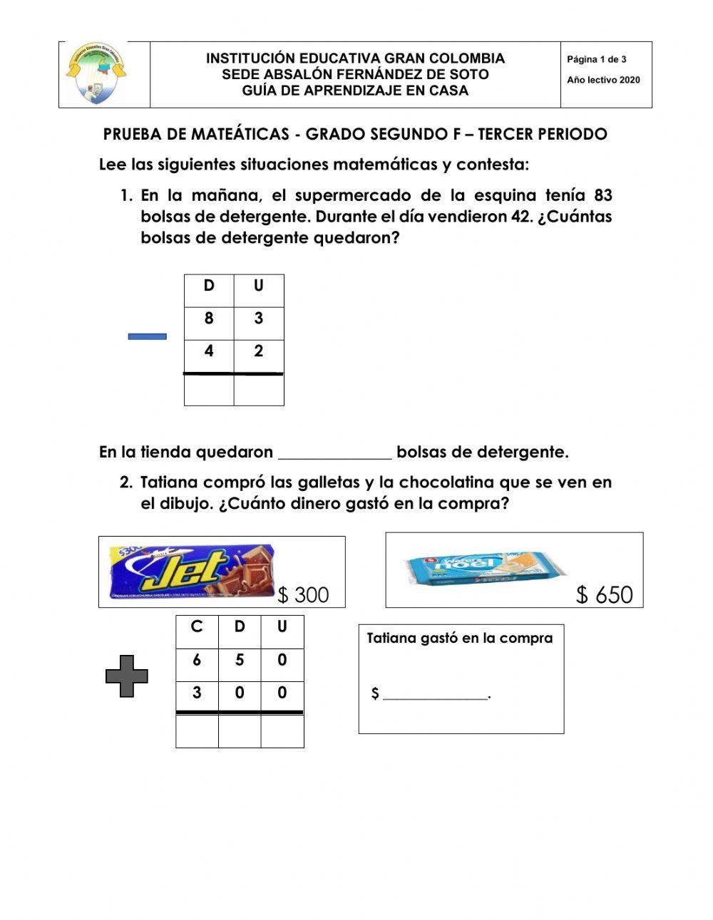 Prueba de matemáticas