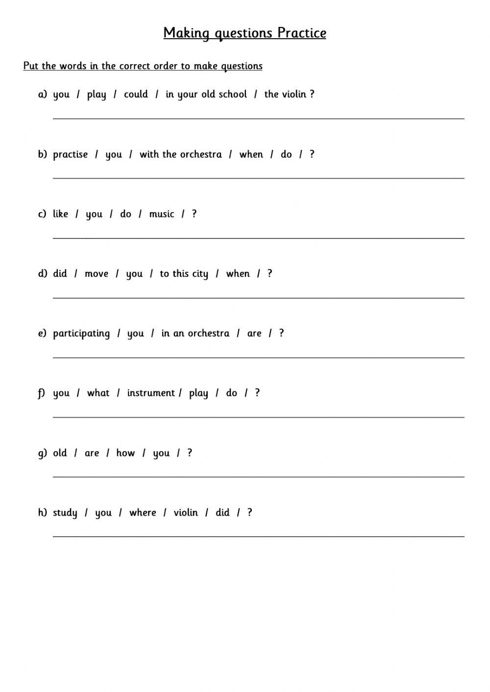 Making question practice