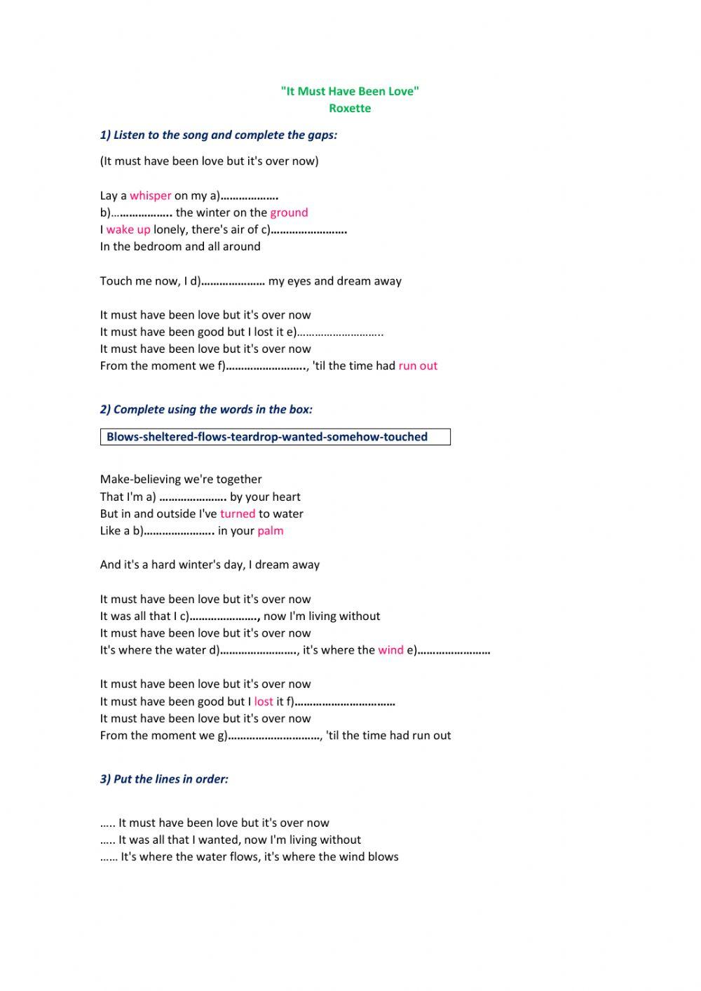 It must have been love Roxette