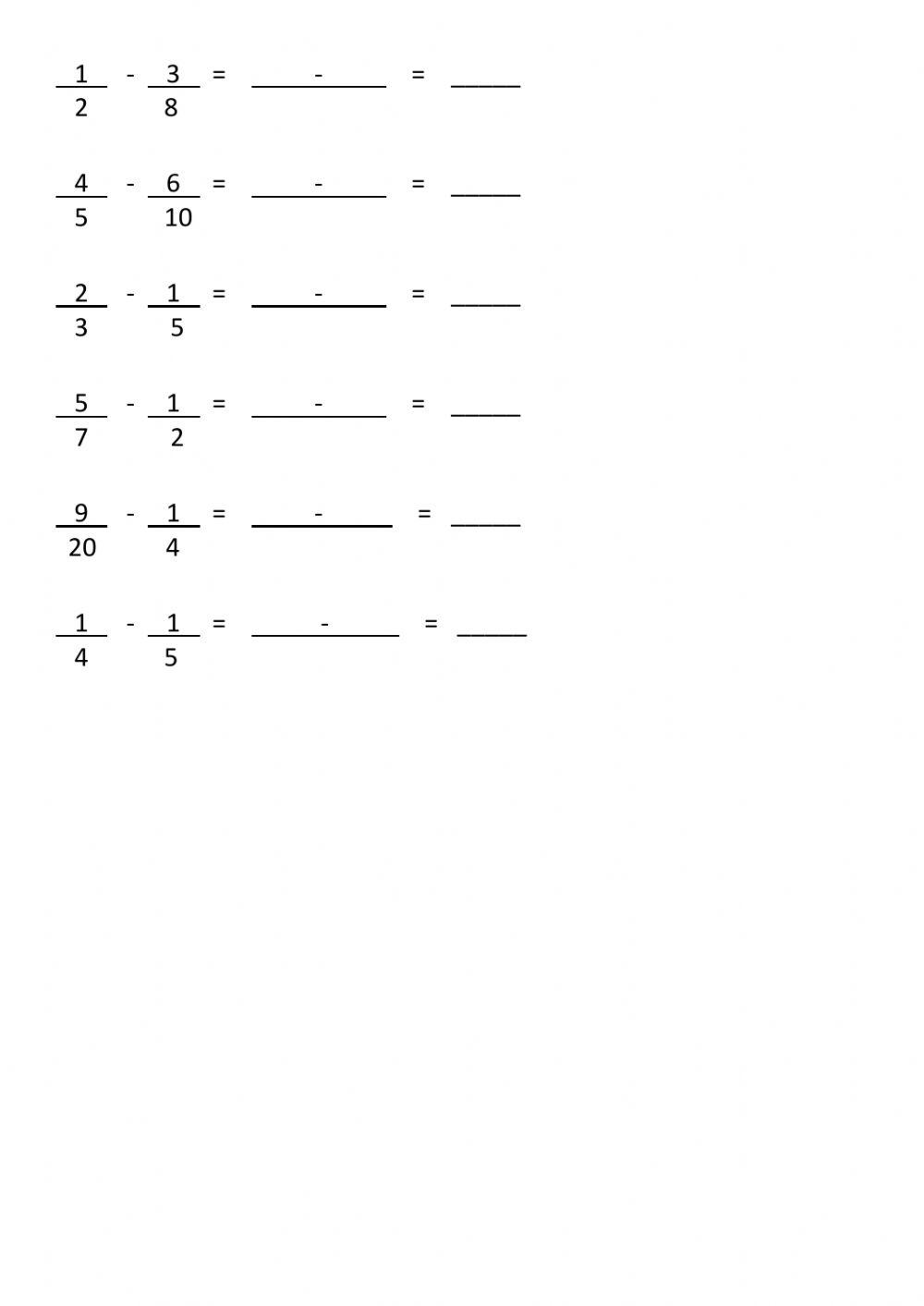 Zlomky - sčítání a odčítání