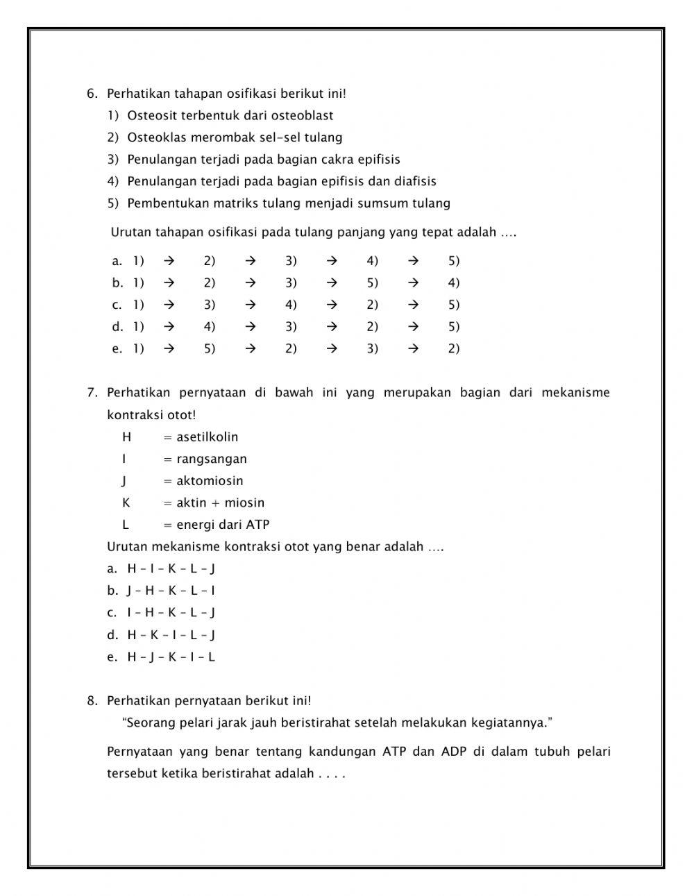 Latihan Soal Sistem Gerak