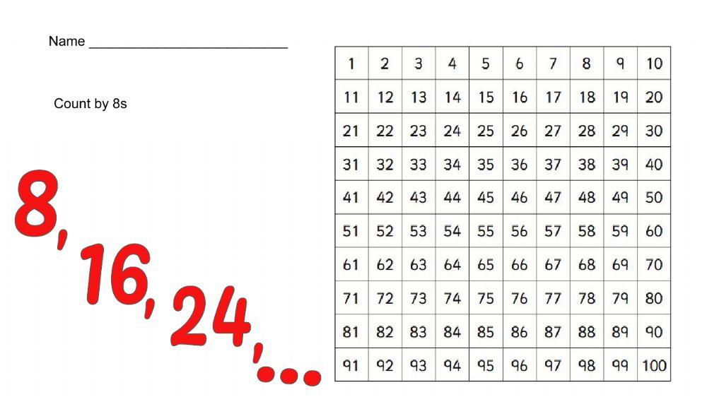 Number Chart Counting by 8s