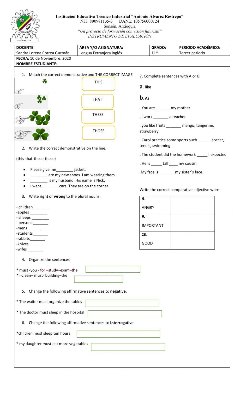 Final exam third period 11