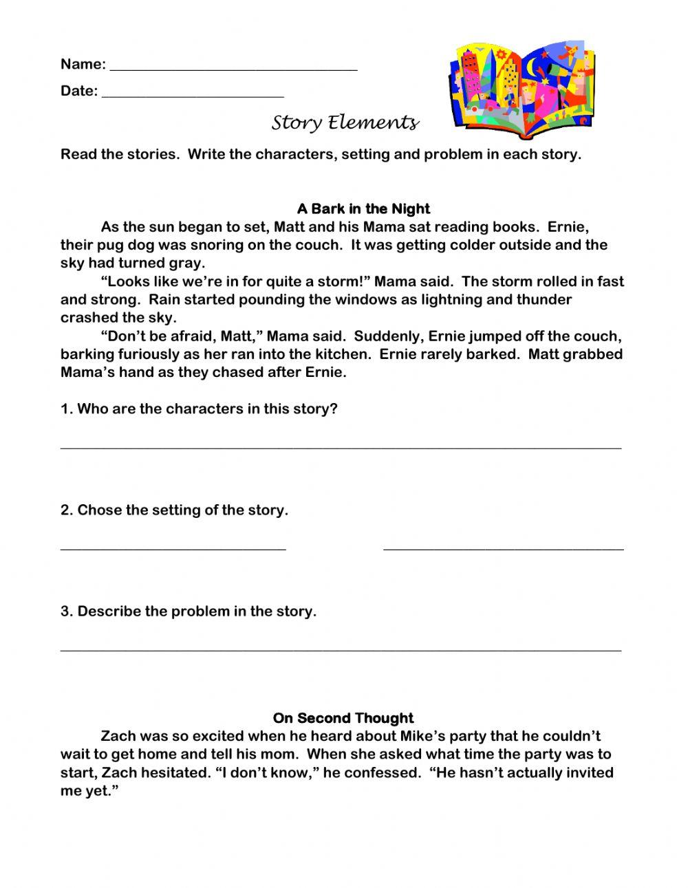 465883 Story Elements ljohnson34 LiveWorksheets