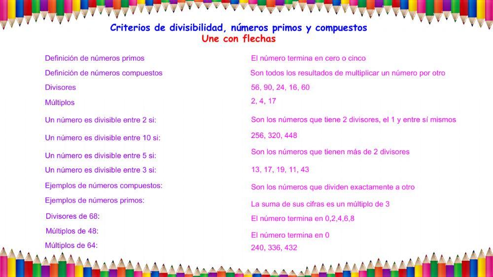 Criterios de divisibilidad, números primos y compuestos