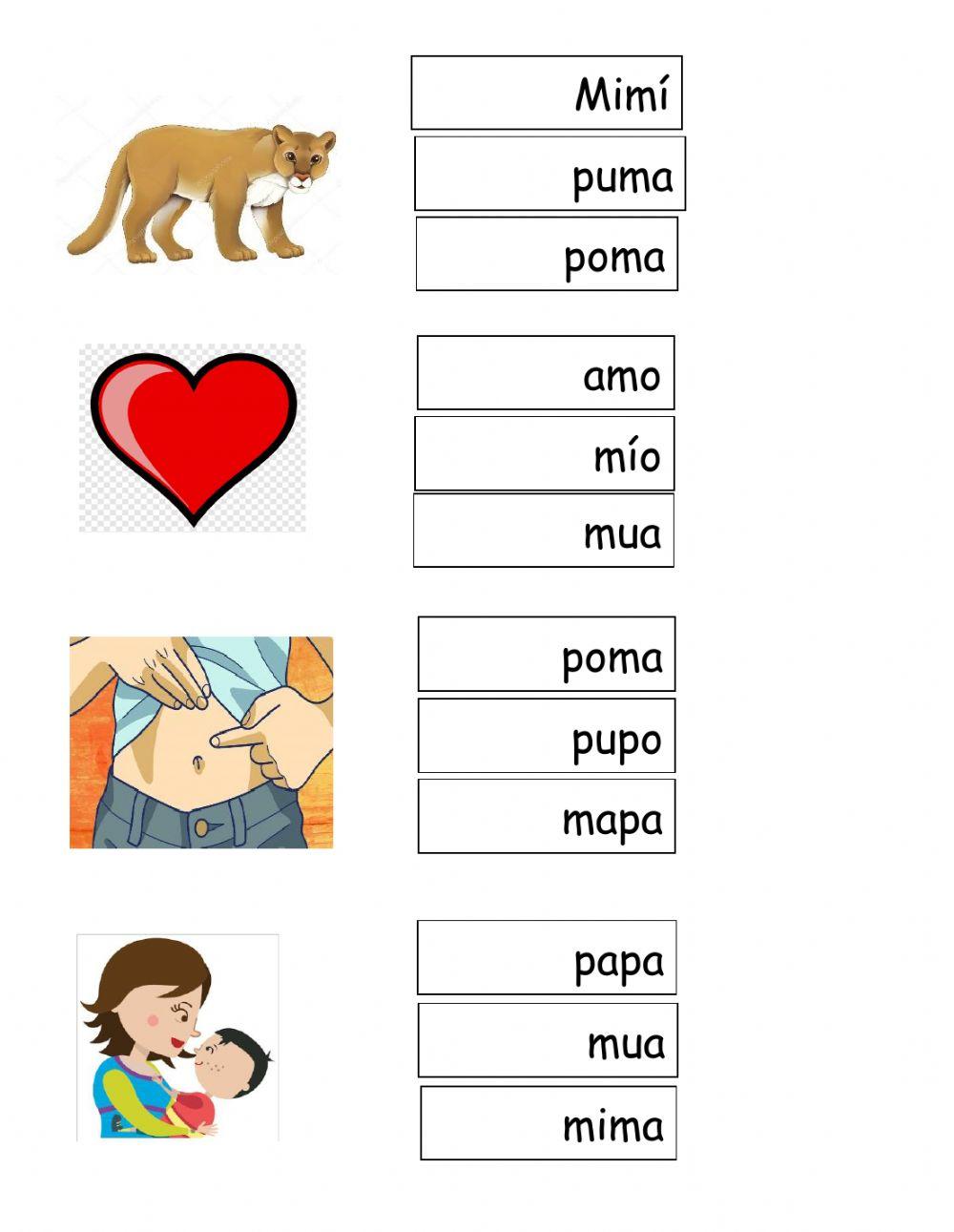 Palabras con los fonemas m-p worksheet | Live Worksheets