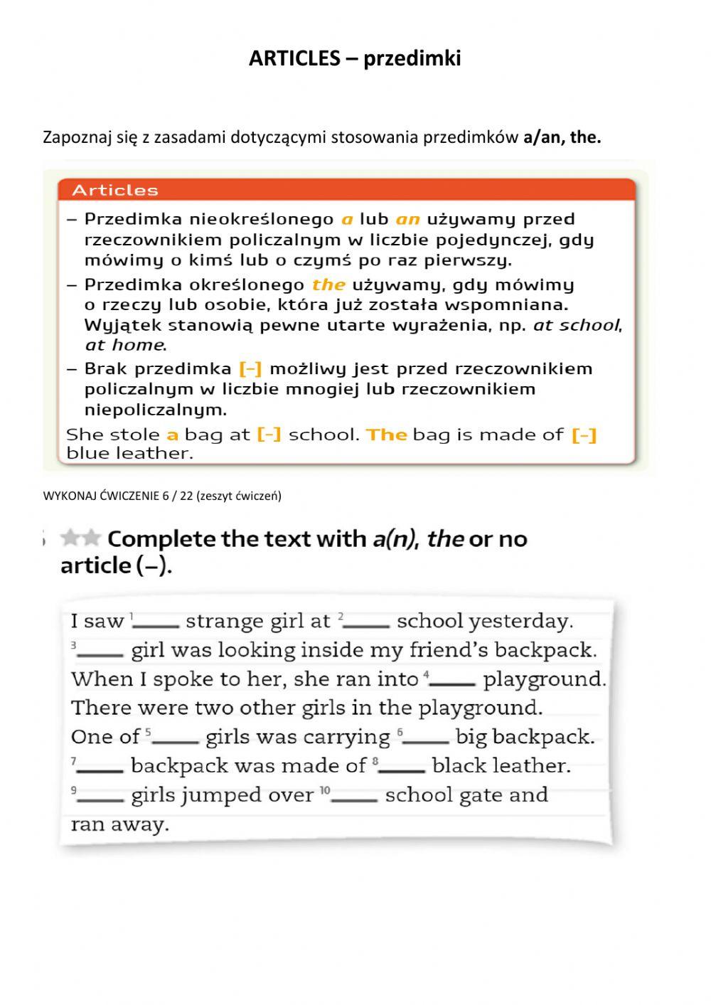 Articles - przedimki