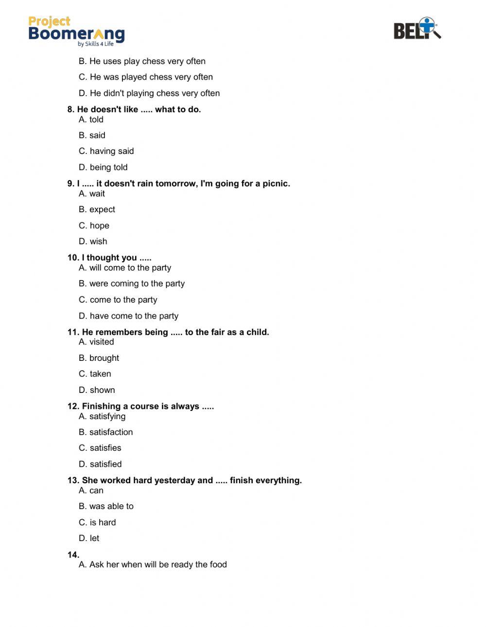 BELT Grammar Practice