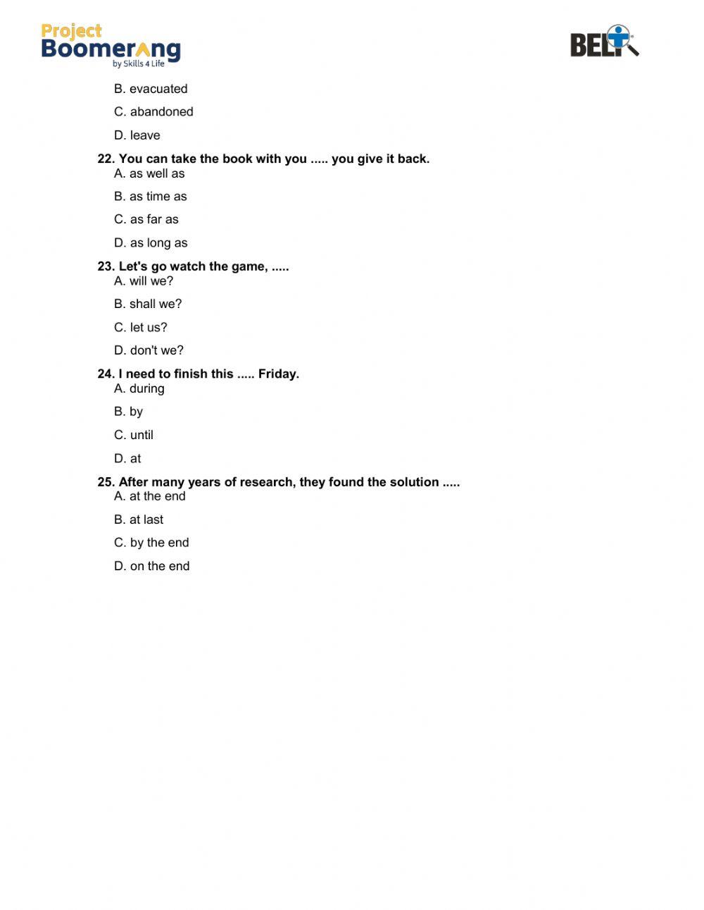 BELT Grammar Practice