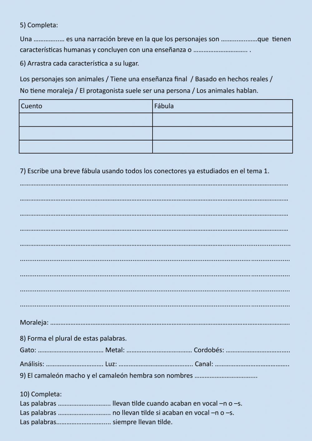 6º Lengua Tema 2 Repaso