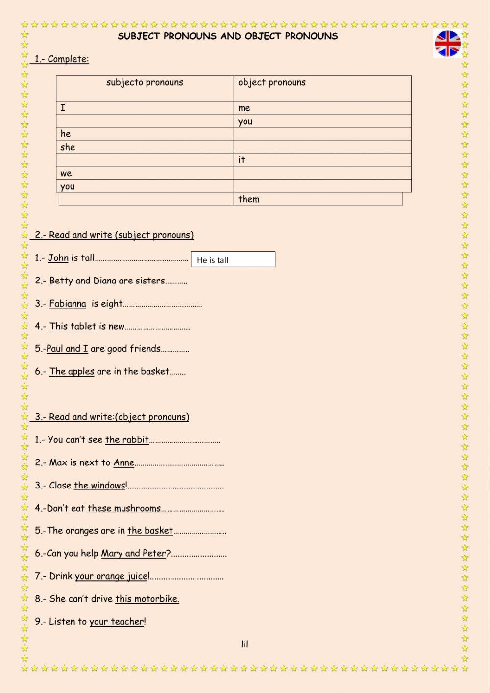 Subject pronouns&object pronouns