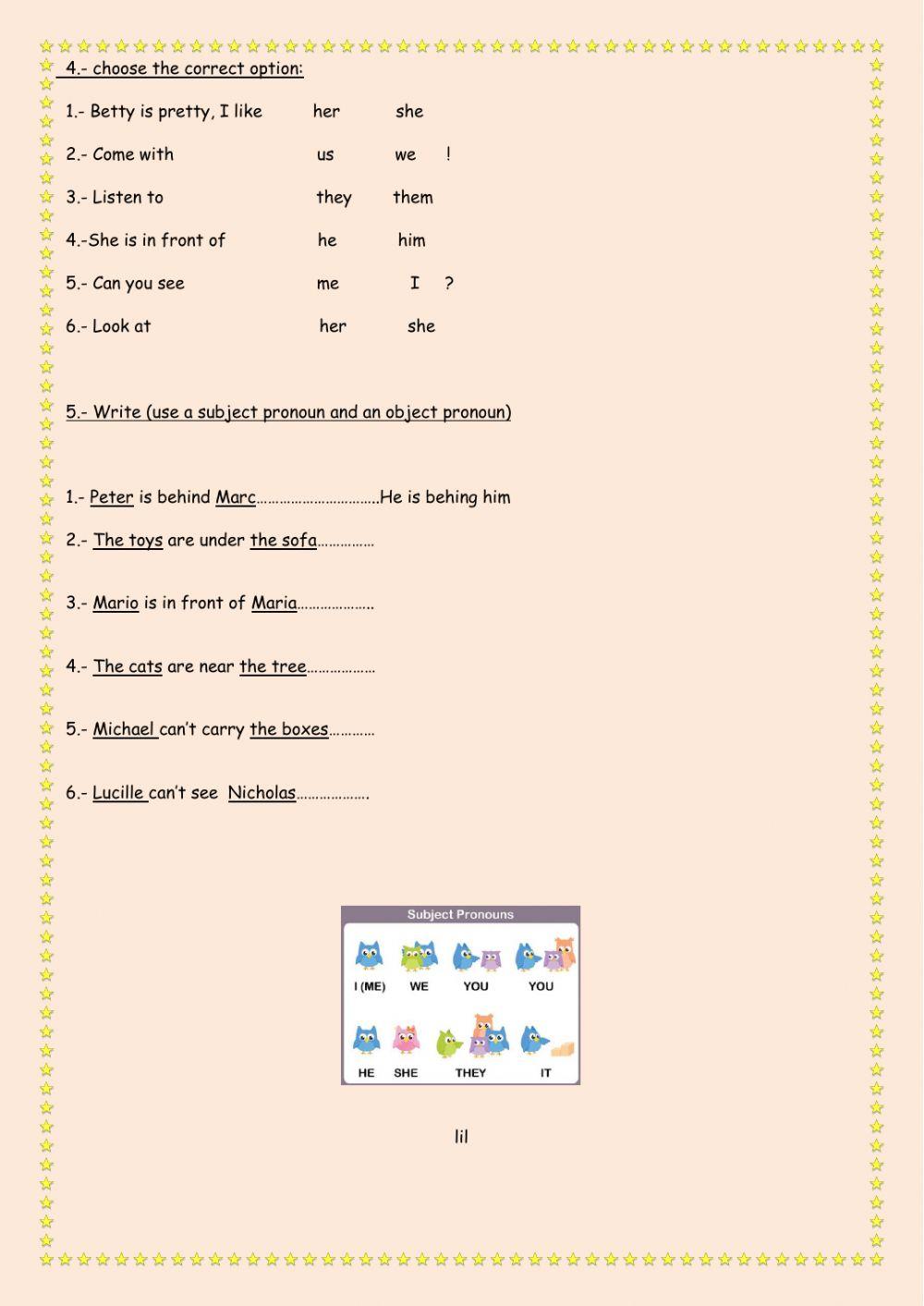 Subject pronouns&object pronouns