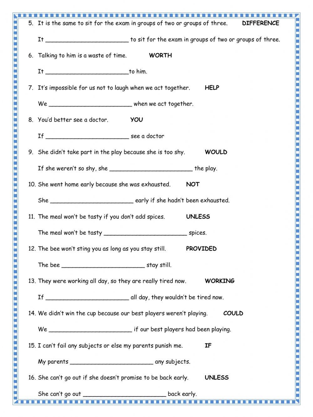 Complete FCE. Revision units 1 to 9. Rephrasing and cloze test B.