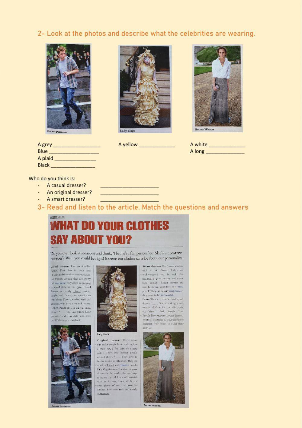 What do your clothes say about you? worksheet Live Worksheets