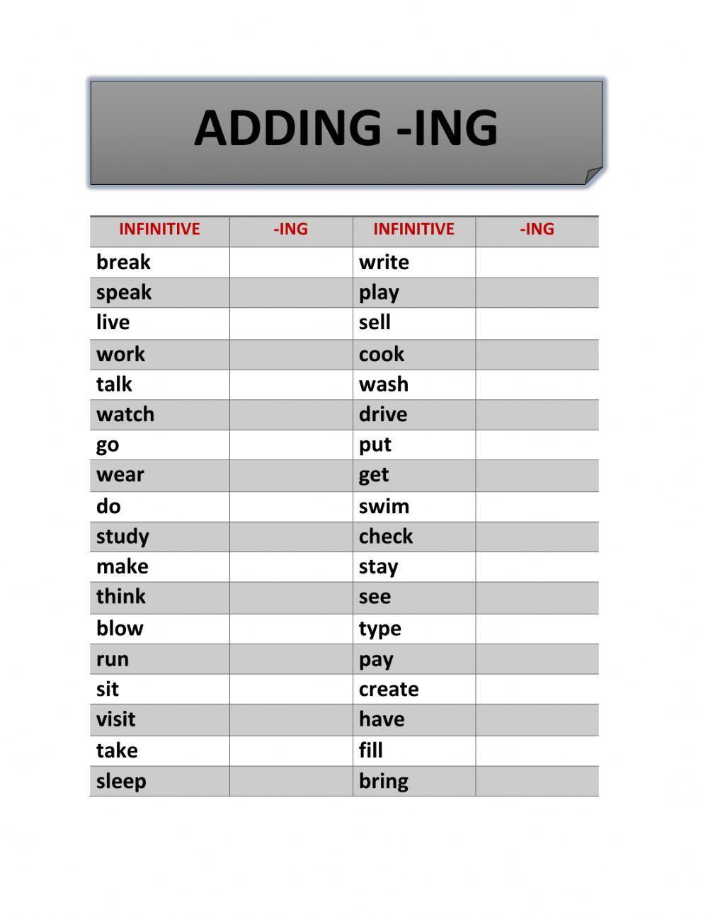 Verb ing worksheets. Add ing to the verbs. Adding ing to verbs. Adding ing to verbs exercises.