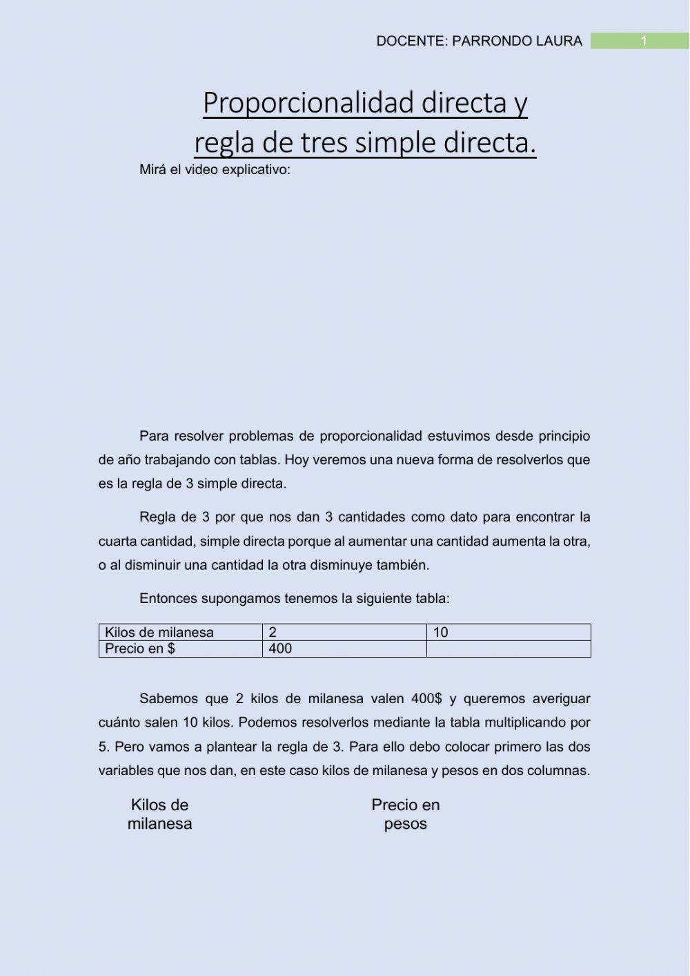 Regla de 3 simple