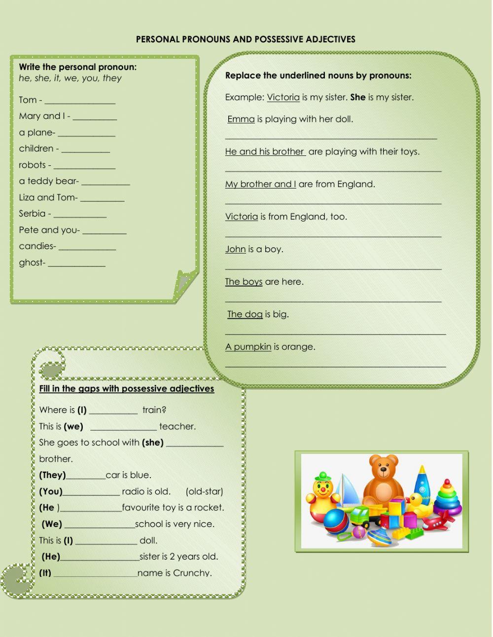 Personal Pronouns and Possessive Adjectives Personal Pronouns and Possessive Adjectives