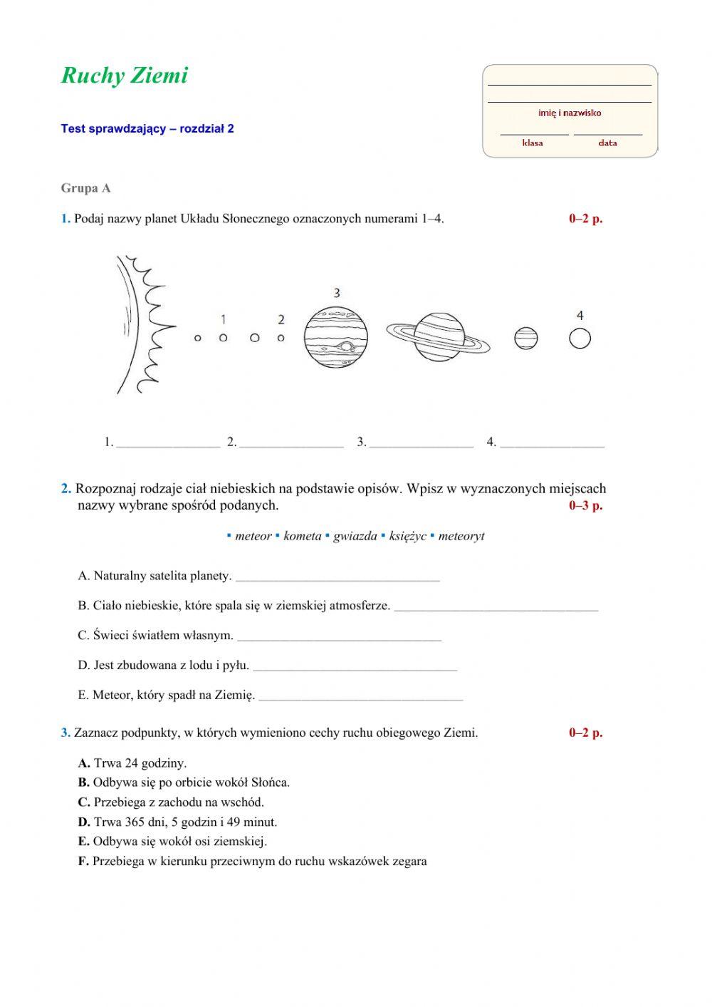 Geografia Klasa 6 Ruchy Ziemi ruchy ziemi klasa 6 geografia 6195231 | msobala66 | Live