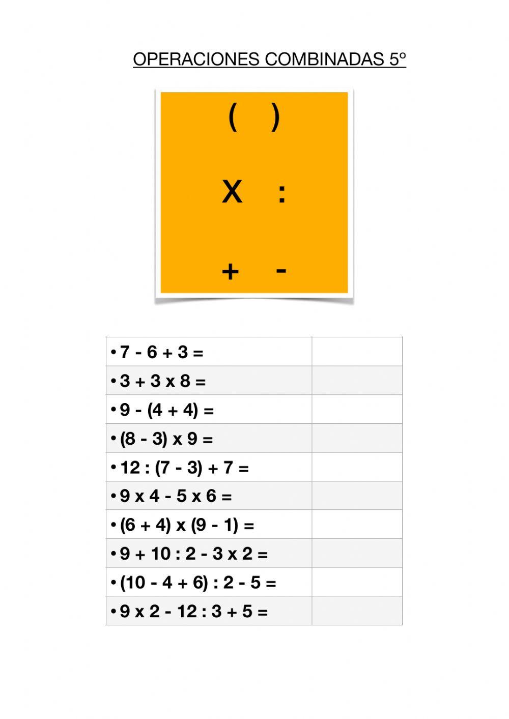 Operaciones combinadas