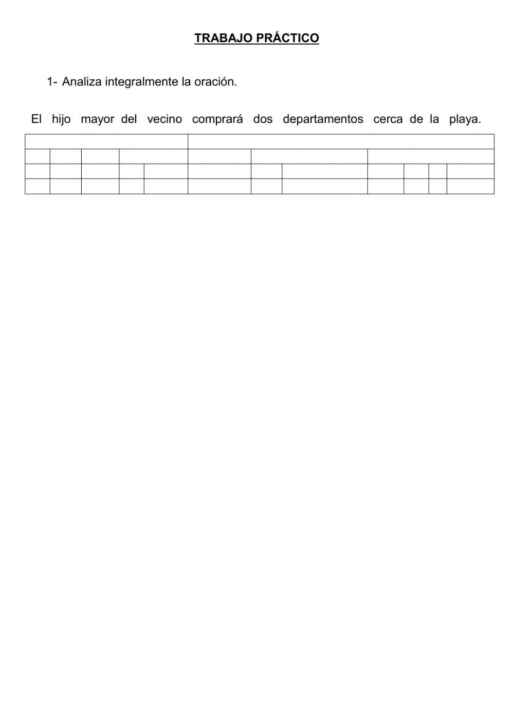 Análisis integral de la oración.