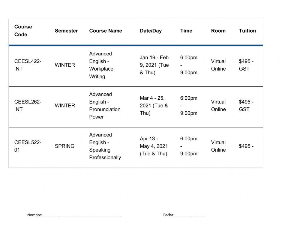 Email about a course