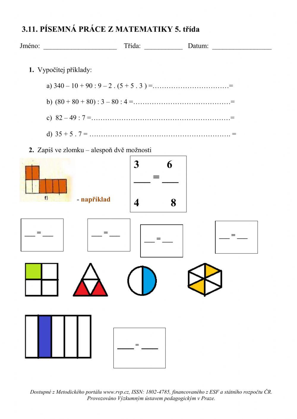 Matematika 5. třída