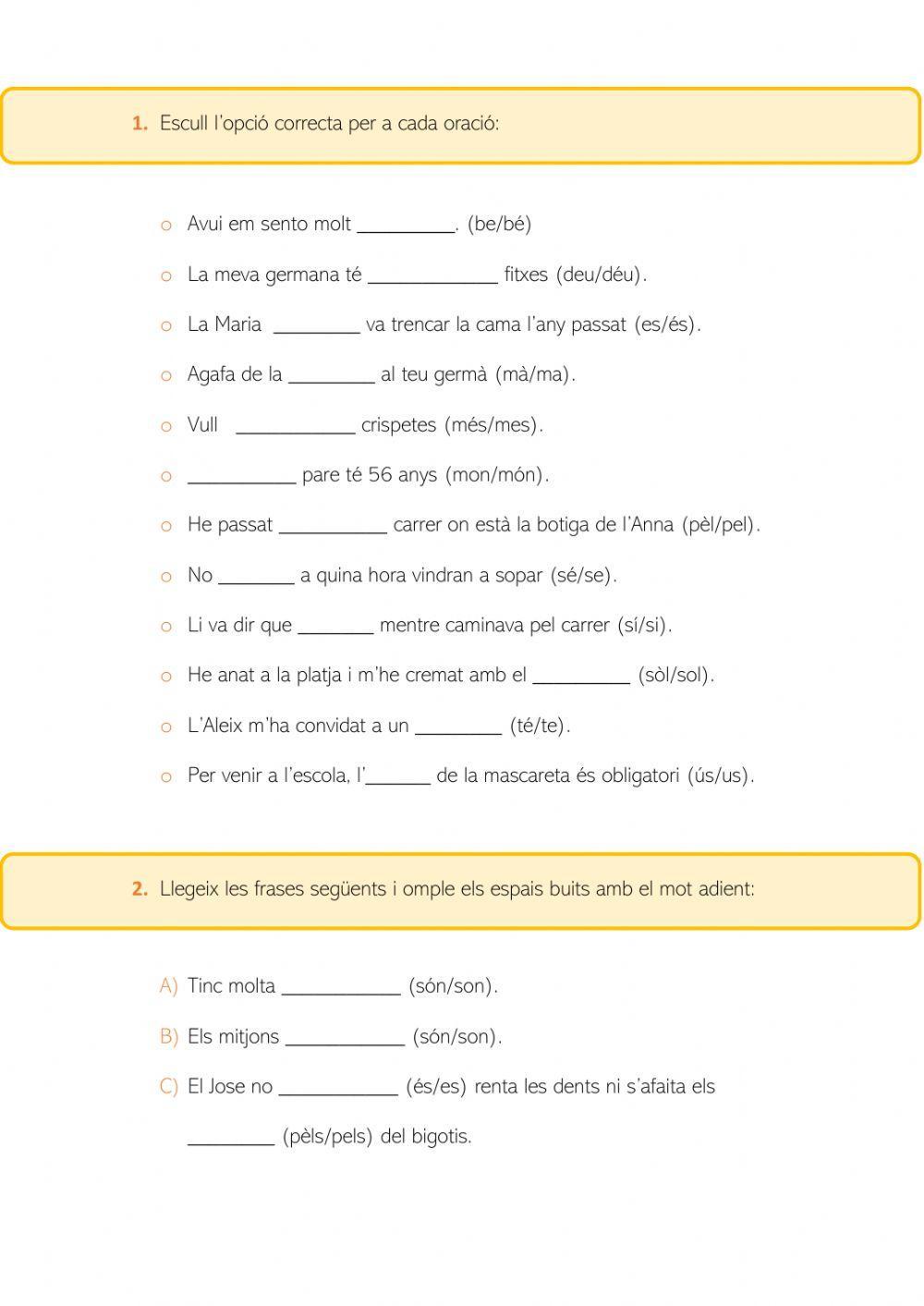 Accents diacrítics Accents diacrítics