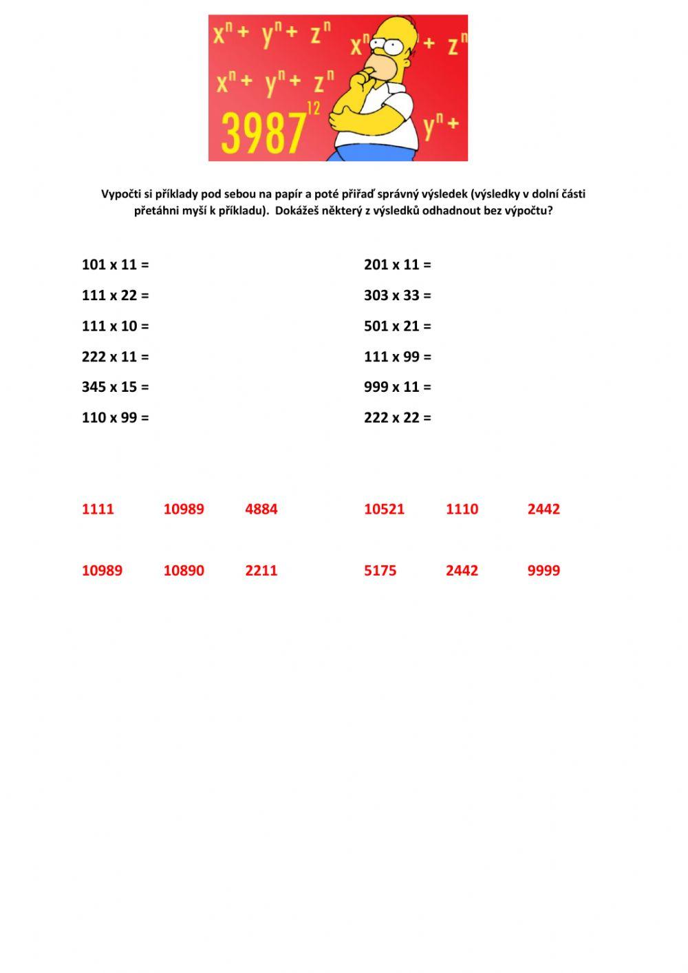 Násobení dvojciferným číslem