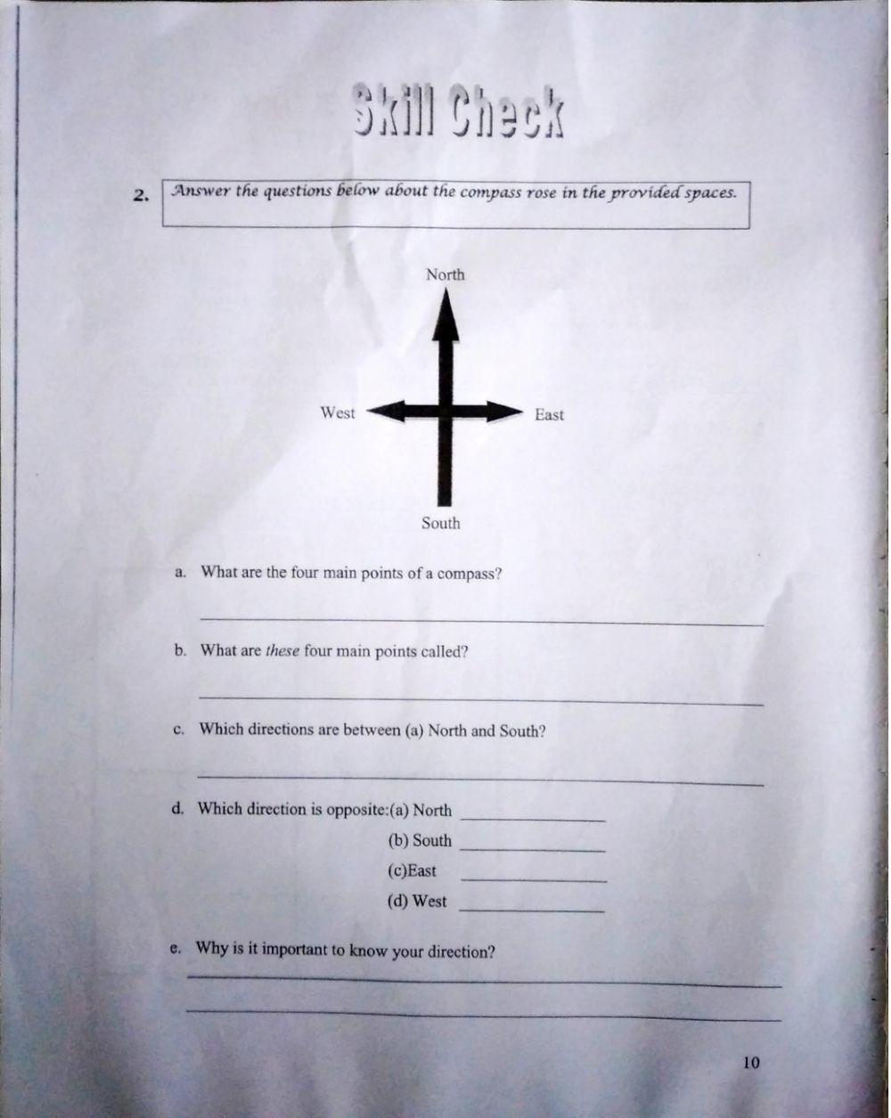 Four point Compass worksheet Live Worksheets