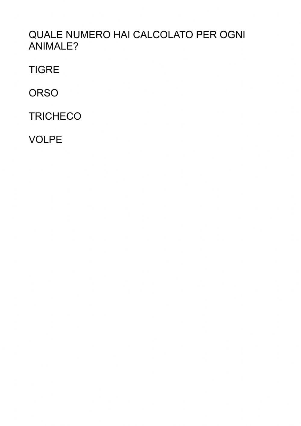 Matematica con gli animali