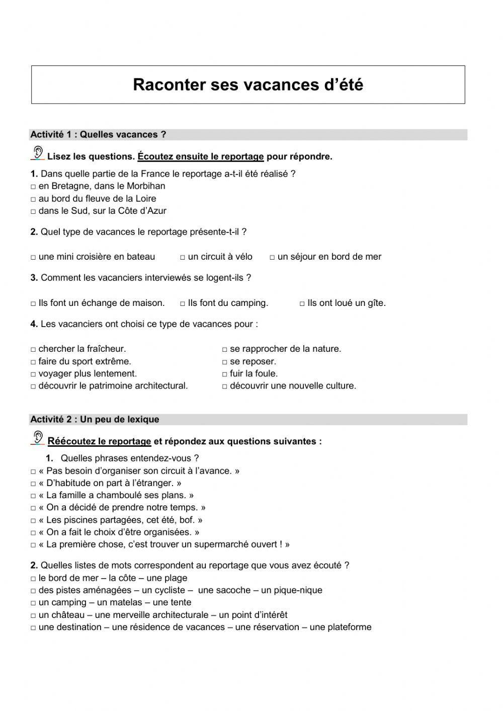 CELAT-B1-activités des vacances