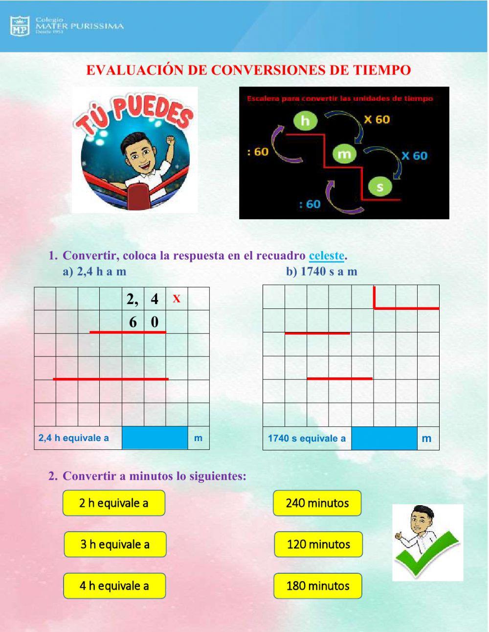 Evaluación de conversiones de tiempo