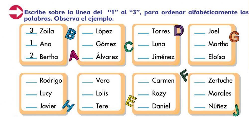 Orden alfabetico