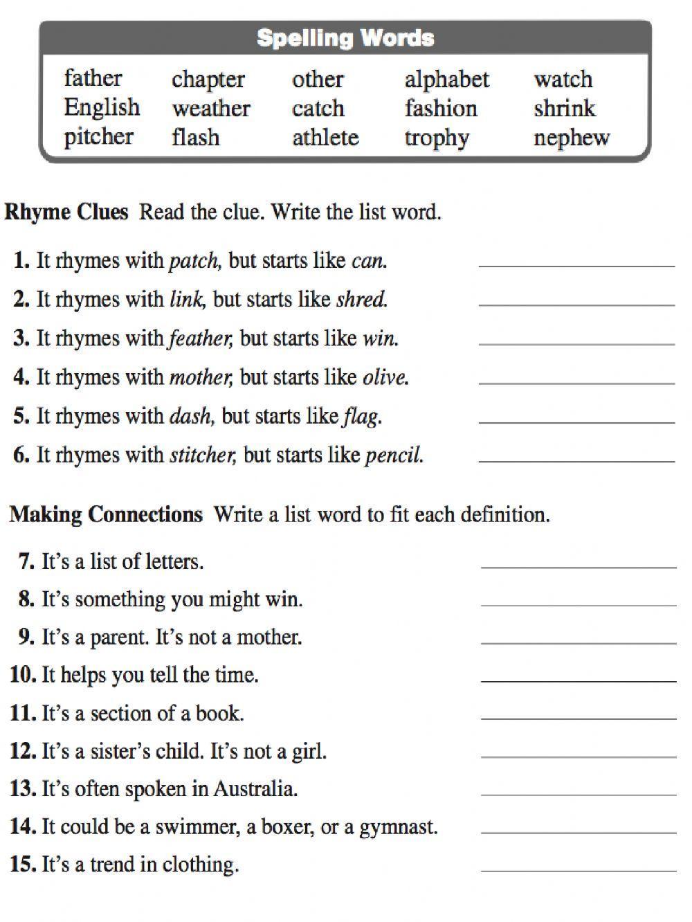 WoW Week 14 Consonant Digraphs sh, th, ch, ph, tch