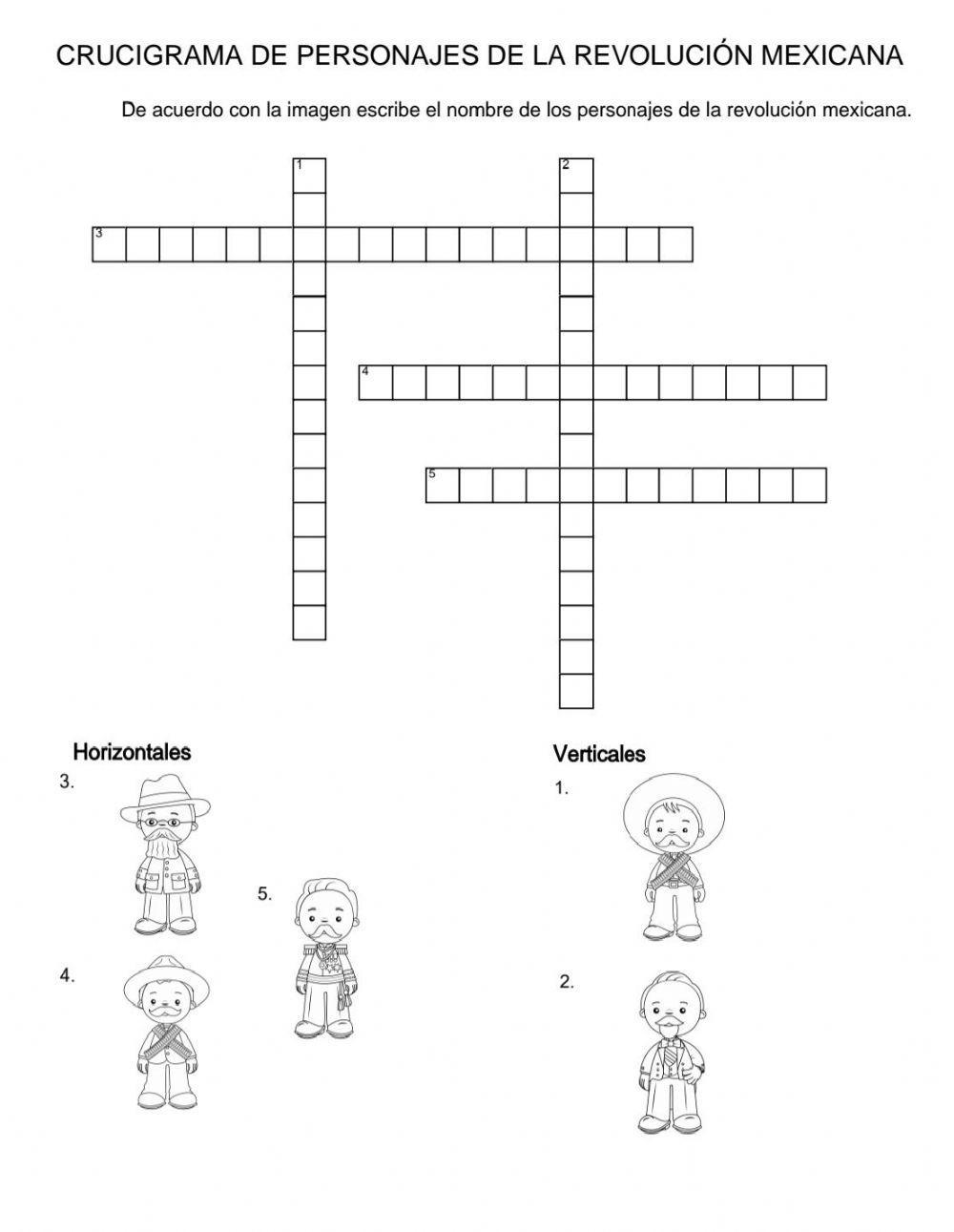 Crucigrama revolución mexicana