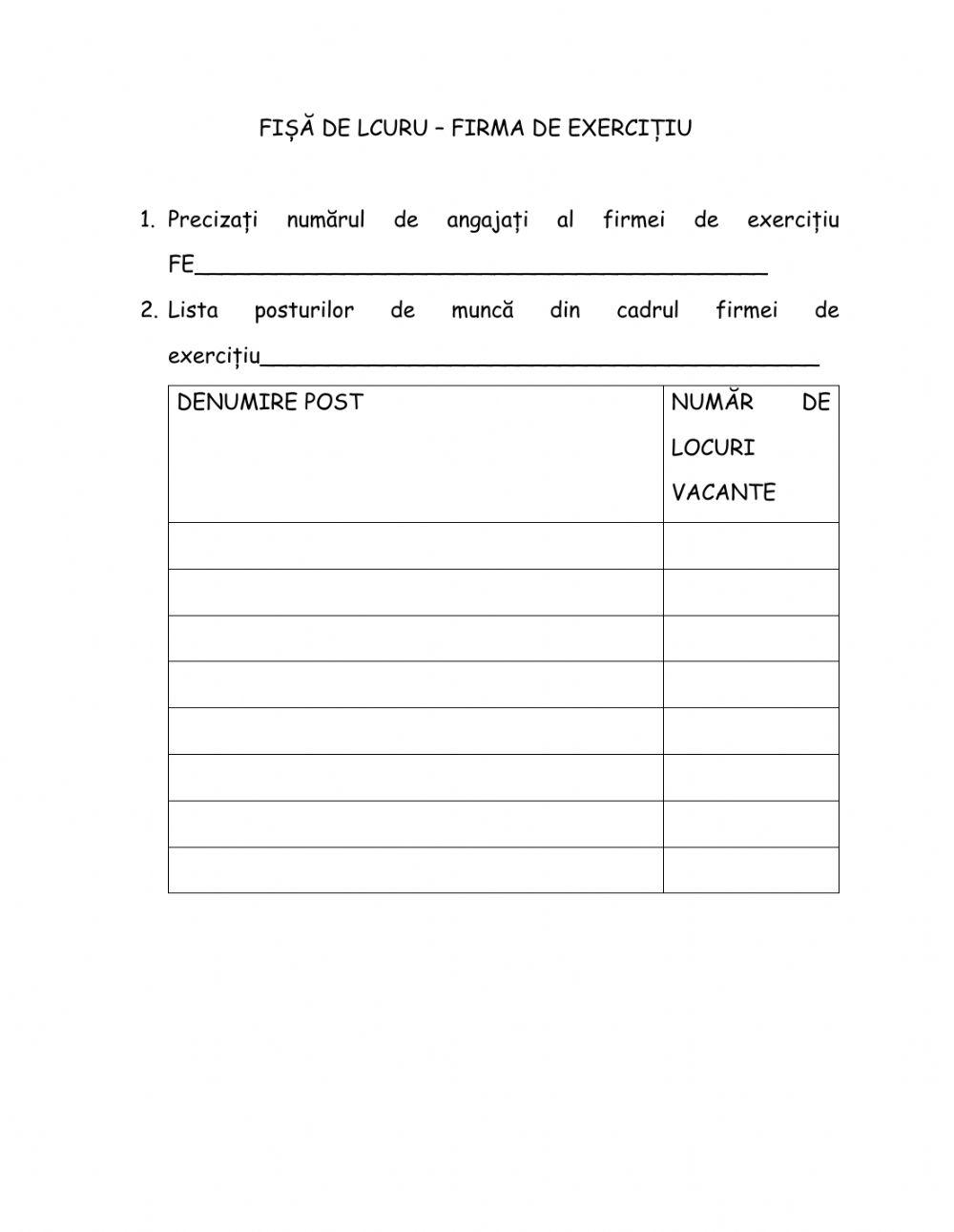 Administrarea firmei - FIRMA DE EXERCIȚIU