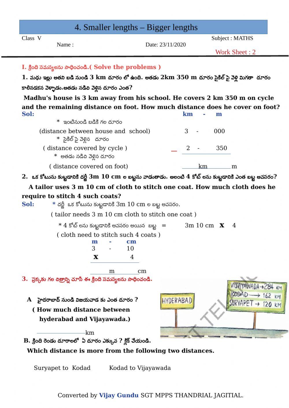 5th maths lengths 4 by Vijay Gundu