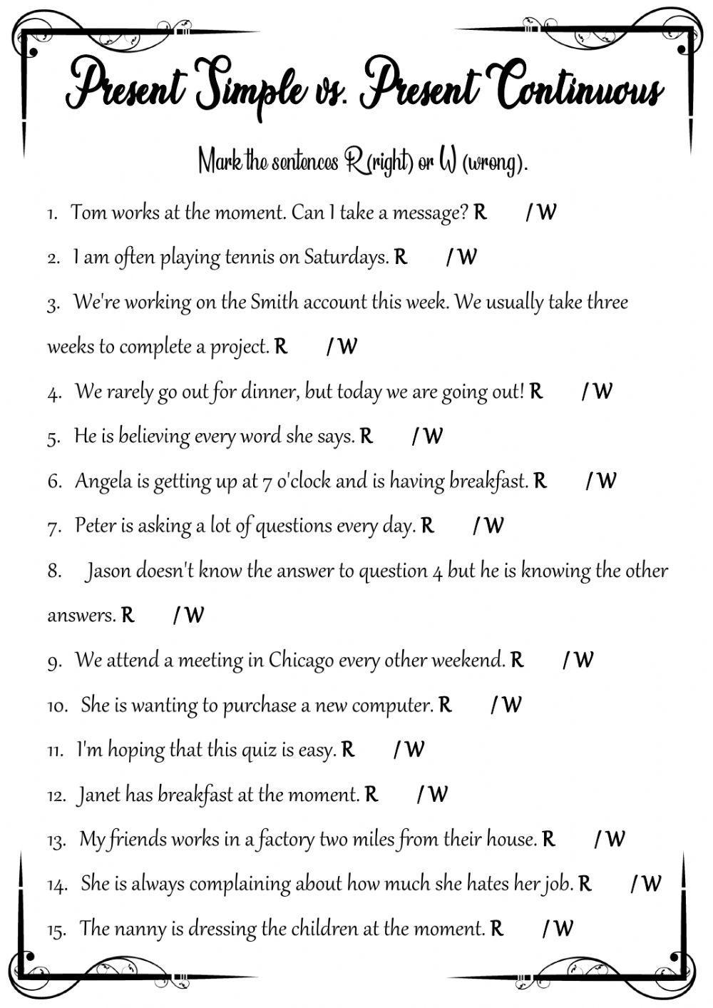 Present Simple vs. Present Continuous