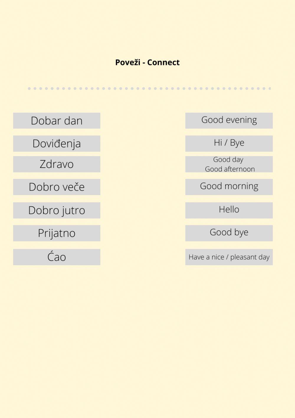 Greetings-pozdravi worksheet | Live Worksheets