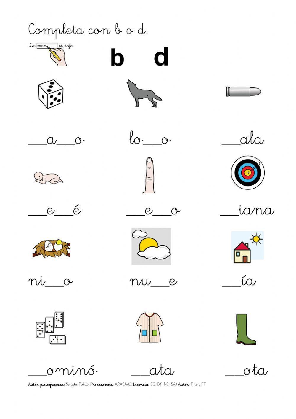 Completar palabras con b o d.