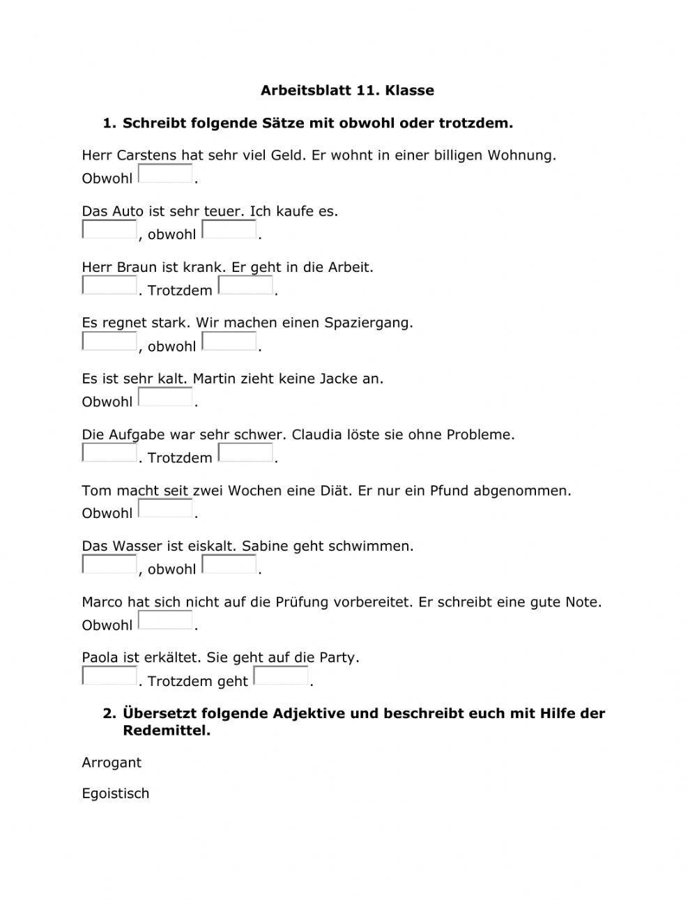 Konzessivsätze, Eigenschaften