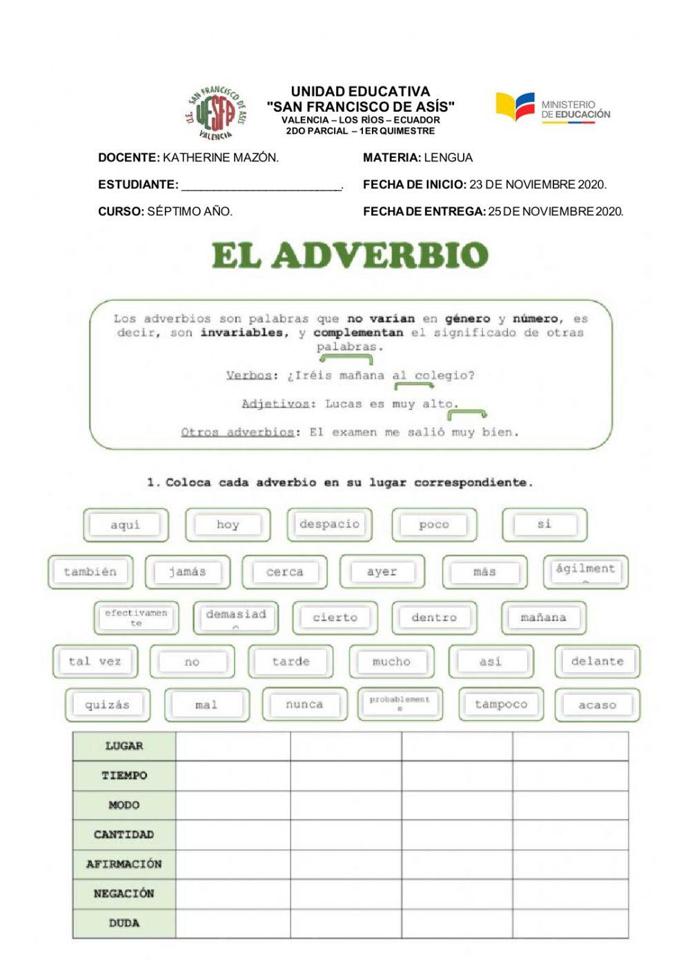 Clasificacipon de adverbios