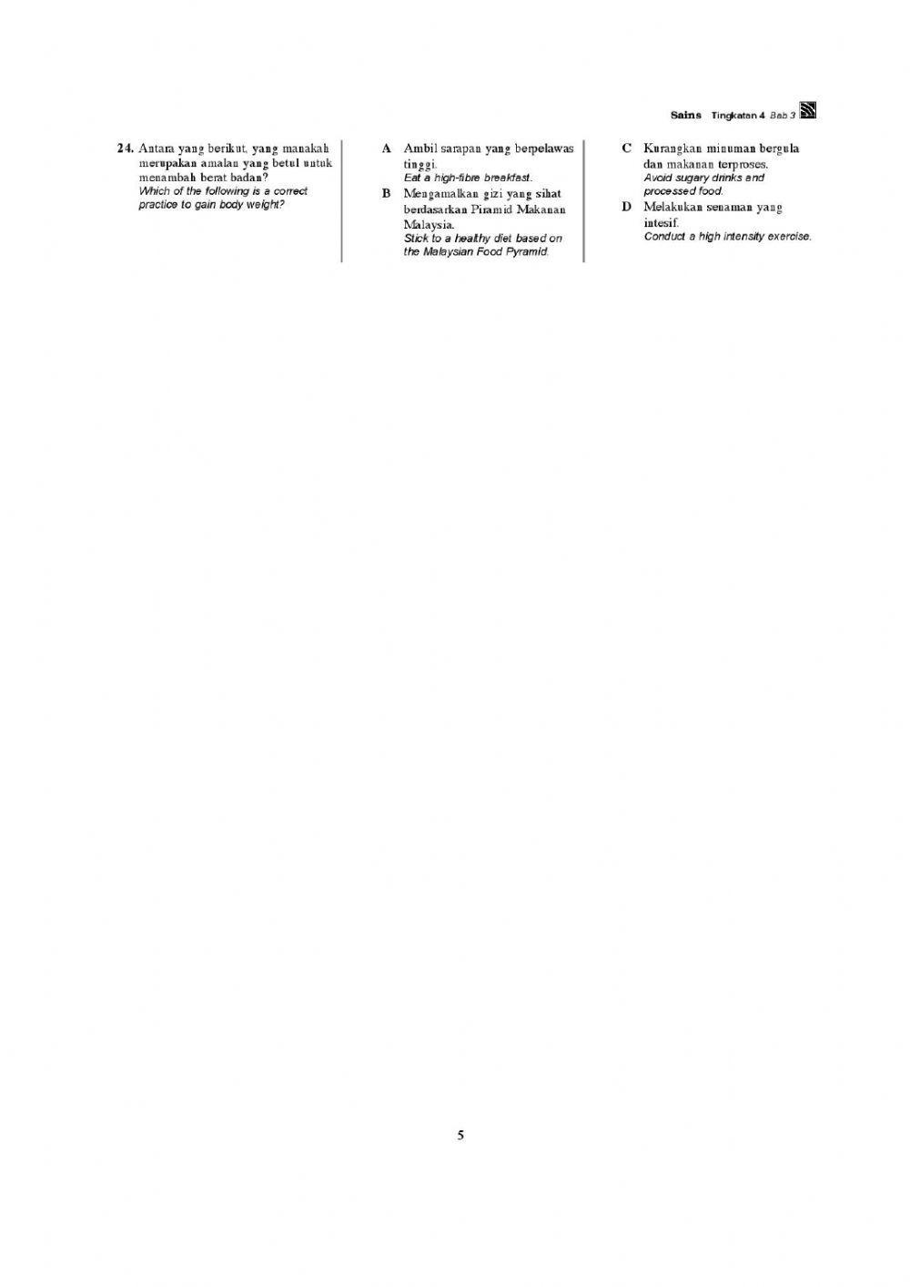 Soalan Sains Objektif (Bab 1-4) T4 KSSM