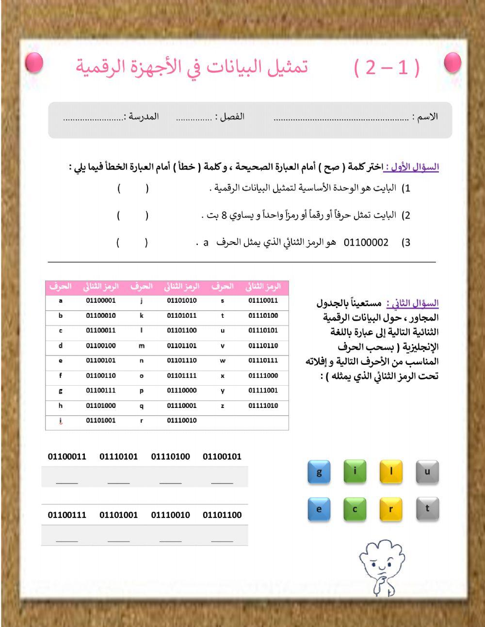 تمثيل البيانات في الأجهزة الرقمية