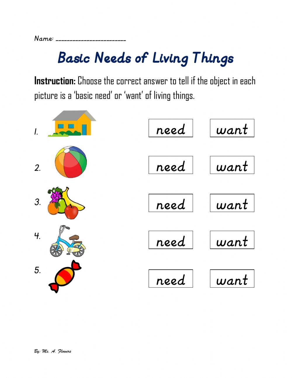 Basic Needs of Living Things