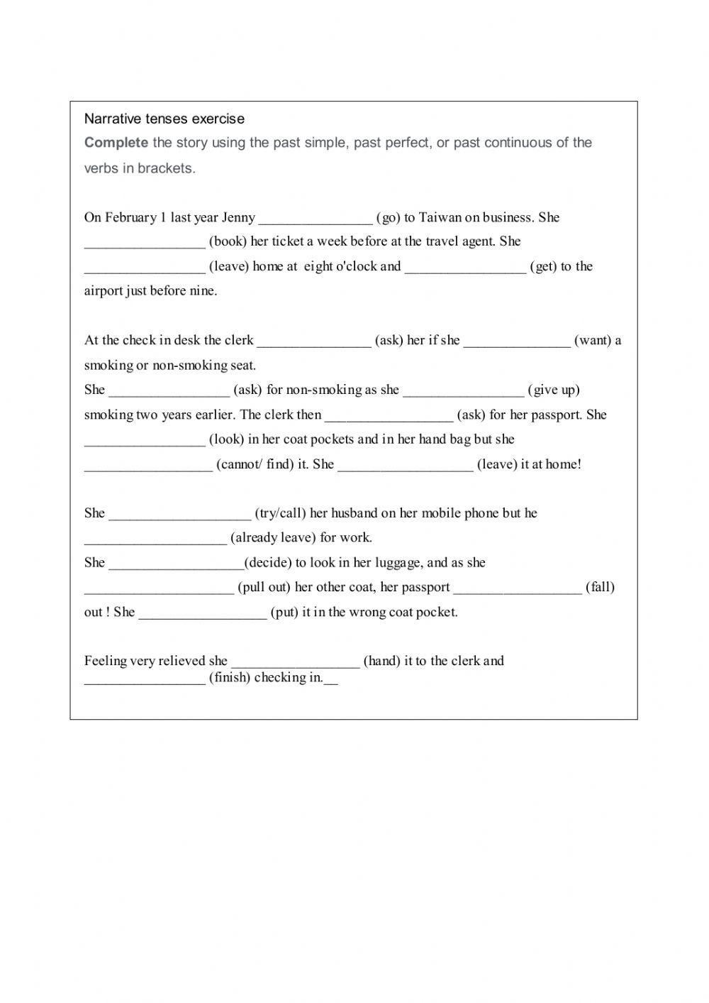 Narrative tenses - Narration Jenny 