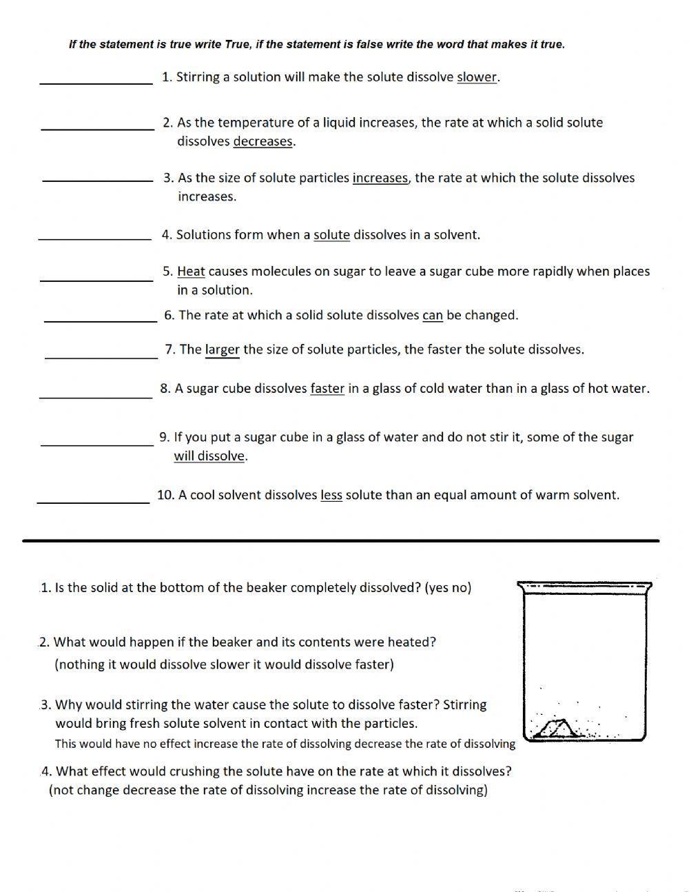 Factors that affect the rate of dissolving